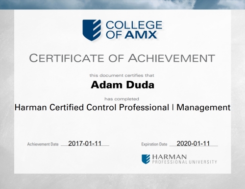 certyfikat AMX Management